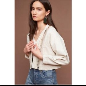 HEI HEI Anthropologie cropped oatmeal colored Ladder cardigan